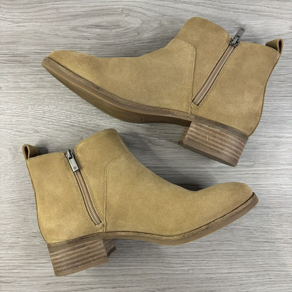 Lucky Brand Prenma Suede Heeled Ankle Booties Beich Women's Sz 8.5/39 LKNW - Picture 4 of 14